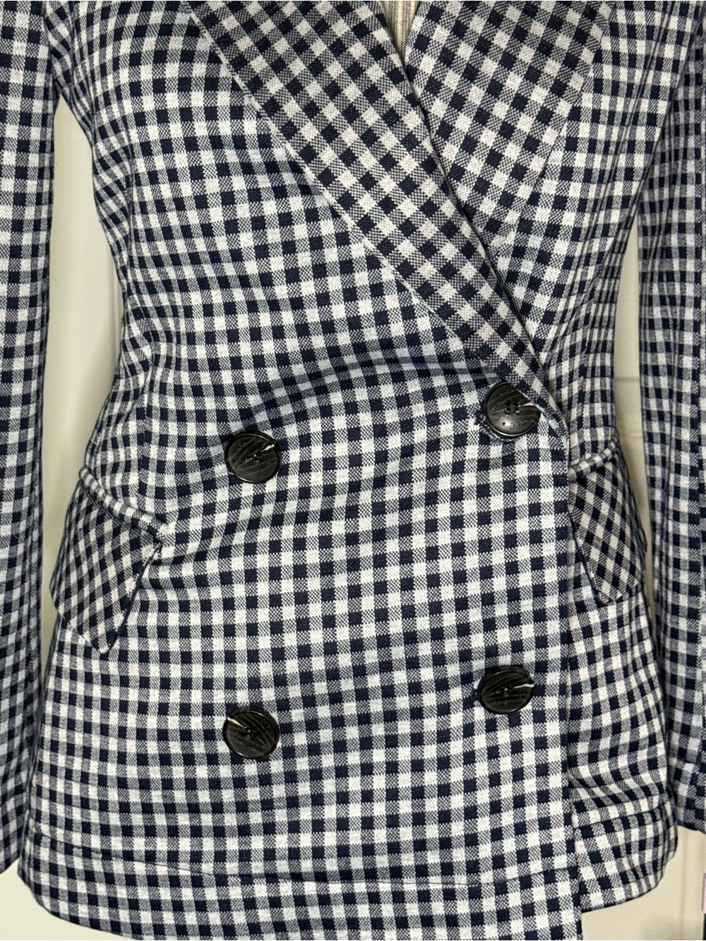 Anthropologie Avec Les Filles XS Petite Gingham Double Breasted Blazer NWT $148 - Picture 4 of 11